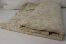Two White Damask Emboss Sham Pillows With Extra Fabric In White And Cream