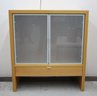 Frosted Glass Door Front Media Cabinet With Lower Drawer, Hole For Wiring In Back