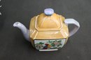 Group Lot Of Japanese Lusterware Teapot And Six Matching Plates