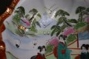 Vintage Hand-Painted Crimson Scalloped Rim Japanese Porcelain Bowl
