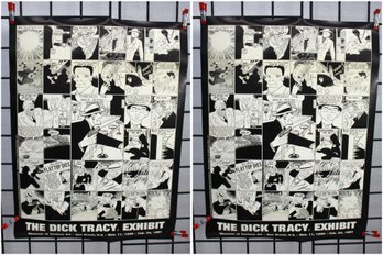 #61-pair Of 'The Dick Tracy Exhibit' Poster  Museum Of Cartoon Art (1990-1991)  Vintage Comic Strip Display