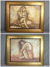 Pair Of Framed Bombay Co. Golden Nudes La Catarina And La Maria