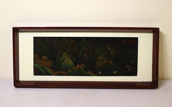 Framed Chinese Nature Painting On Velvet