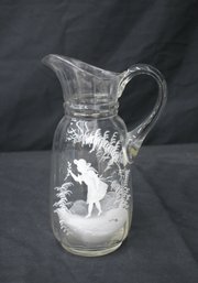 Vintage Mary Gregory  Decorated Glass Pitcher