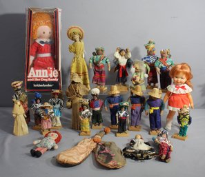 Vintage Handmade Folk Art Fabric Dolls And More