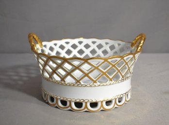 At Home & Co. Made In China Porcelain Basket With Gold Accents