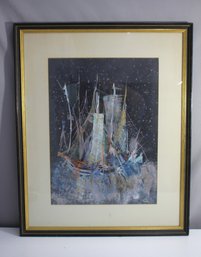 'Stellar Sails' - Abstract Nautical Mixed Media By Ted Motke, 1980