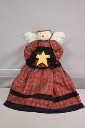 Angel In Gingham Dress Hanging Christmas Ornament