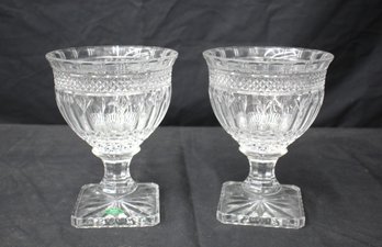 Pair Of Vintage Godinger The Shannon Collection Crystal Pedestal Bowls - 9.5' Height X 7'