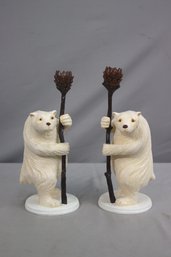 Pair Of Department 56 Polar Bear Candlesticks