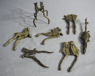 7 Antique Asian Figural Brass Betel Nut Cutters