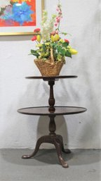 Vintage Round Two Tier Dumb Waiter Table