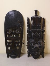 Two Carved Wooden Ethnographic Tribal Masks