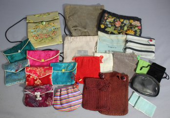Assorted Lot Of Small Drawstring And Snap Closure Pouches