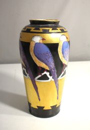 Vintage Bavaria  Porcelain Hand Painted Bird Vase