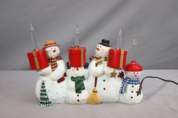 Quartet Of Light-Up Icicle Snowman Christmas Decor