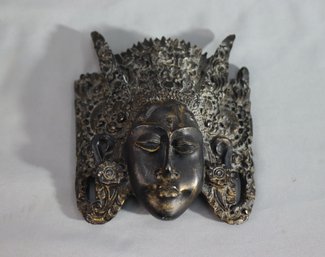Vintage Thai Folk Art Wooden Face Mask Handcrafted In Thailand