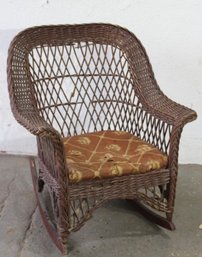 Antique Wicker Rocker Chair -some Damage To The Back