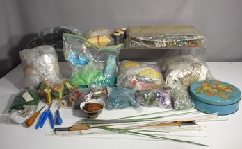 Large Lot Of Beaded Flower-Making Supplies  Beads, Wire, Tools, And More!