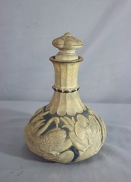 Vintage Swan And Reed Raised Relief Ceramic Decanter With Imperial Stopper