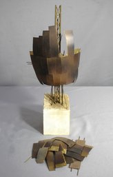 Brass Abstract Sculpture On Concrete Base (Needs Assembly)