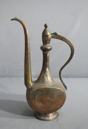 A - Vintage Persian Tinned Copper Aftaba Pitcher/Ewer