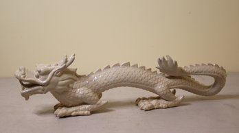 Blanc De Chine Pottery Chinese Dragon Statue
