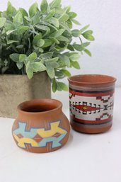Two Vintage Kiowa Indian Pottery Vessels, Signed L. Boyiddle