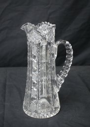 Vintage Hobstar And Thumbprint Handle Cut Glass Vase