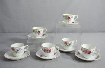 Group Lot Of 6 Vintage Yoko Boeki Co. Demitasse Teacups And Saucers