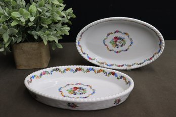 Two S.P.M. Bavarian Porcelain Braided Rim Serving Ovals