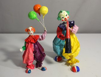 Vintage Handmade Mxico Paper Mache Clowns -carnival Circus