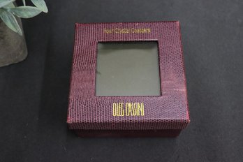 4 Oleg Cassini Square Crystal Coasters With Box
