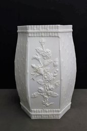 1960's Italian White Ceramic Faux Bamboo Garden Stool