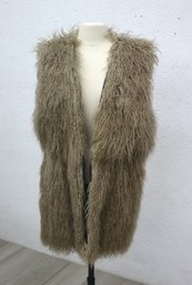 Longline  Faux Fur Vest With A Blue  Liner  S/m