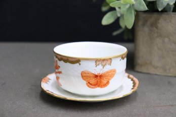 Herend Fortuna Rust Hand-Painted Porcelain Bowl And Under Plate - 1377/VBOH