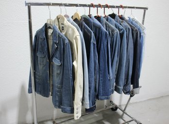 Rack F - Group Lot Of Jean Jackets And Shirts -(size M/XL)