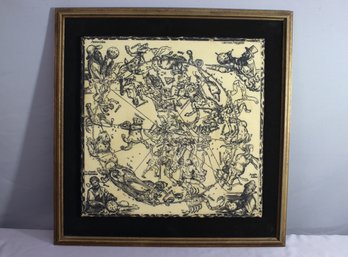 Vintage Framed Engraving Durer's Celestial Globe