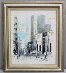 City View Oil On Canvas With Strong Impasto, Signed (illegible) And Framed