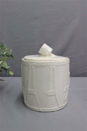 Vintage McCoy Ceramic 1960s Off White Drum Lidded Cookie Jar