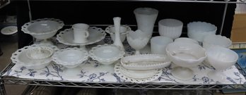 Shelf Lot Of Milk Glass