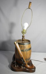 Nightwatch 1876 Oak Barrel Pistol & Powder Horn Table Lamp