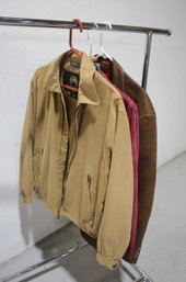 Rack F - Dapper Trio: Group Of Three Men's Suede Jackets And Faux Leather Blazer
