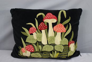 Red And White Polka Dotted Mushrooms With Green Leaves Throw Pillow