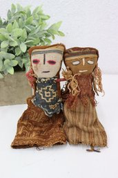 Pair Of Vintage Peruvian Folklore Cusco Chancay Burial Dolls