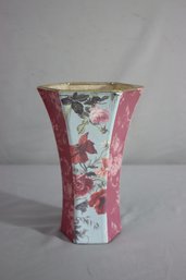 Shabby Chic Pink Roses, Glass Vase, Victorian Style Decor,