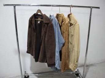 Rack F - Group Of 5 Suede Mens Shirt And Jackets- (size M/l)