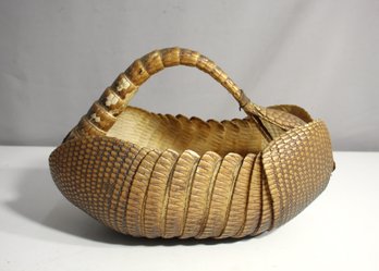 Vintage Armadillo Basket With Tail Handle