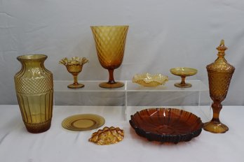Superb Mixed Lot Of Vintage Amber Glass