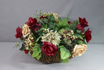 Metal Basket With Artificial Flowers